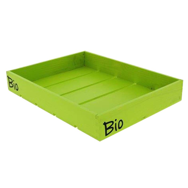 Cagette pin verte logo bio 40x30x6cm VERT BOIS | 6 Unité(s)