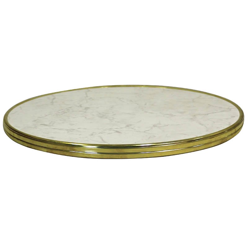 Plateau cerclage laiton Topalit Ø blanc marbré BLANC BOIS | 1 Unité(s)
