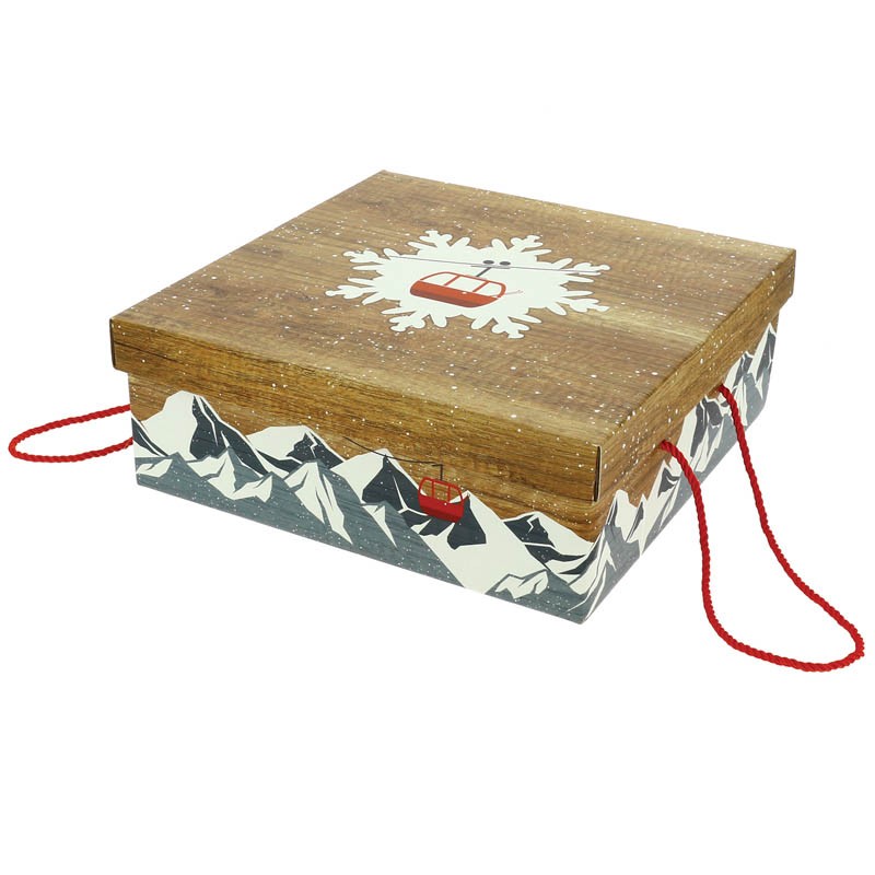 Boite carrée pliante Chalet 34x34 MARRON CARTON | 20 Unité(s)