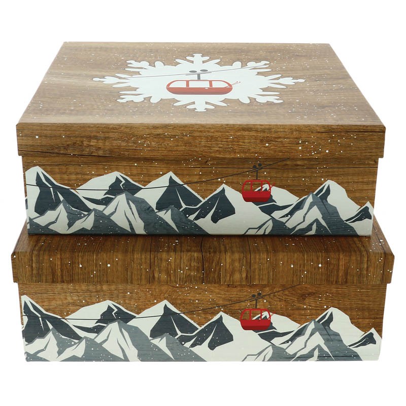 Boites rondes carton Chalet jeu de 2 MARRON CARTON | 10 Unité(s)