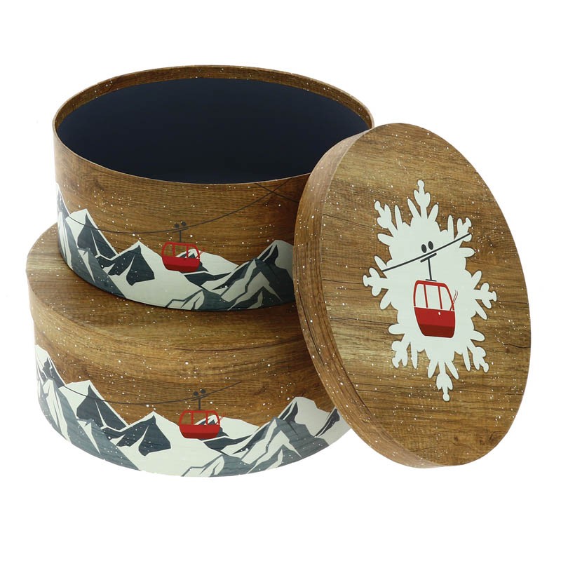 Boites rondes carton Chalet jeu de 2 MARRON CARTON | 10 Unité(s)