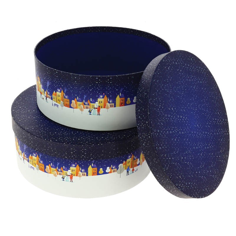 Boites rondes carton Classic jeu de 2 BLEU CARTON | 10 Unité(s)