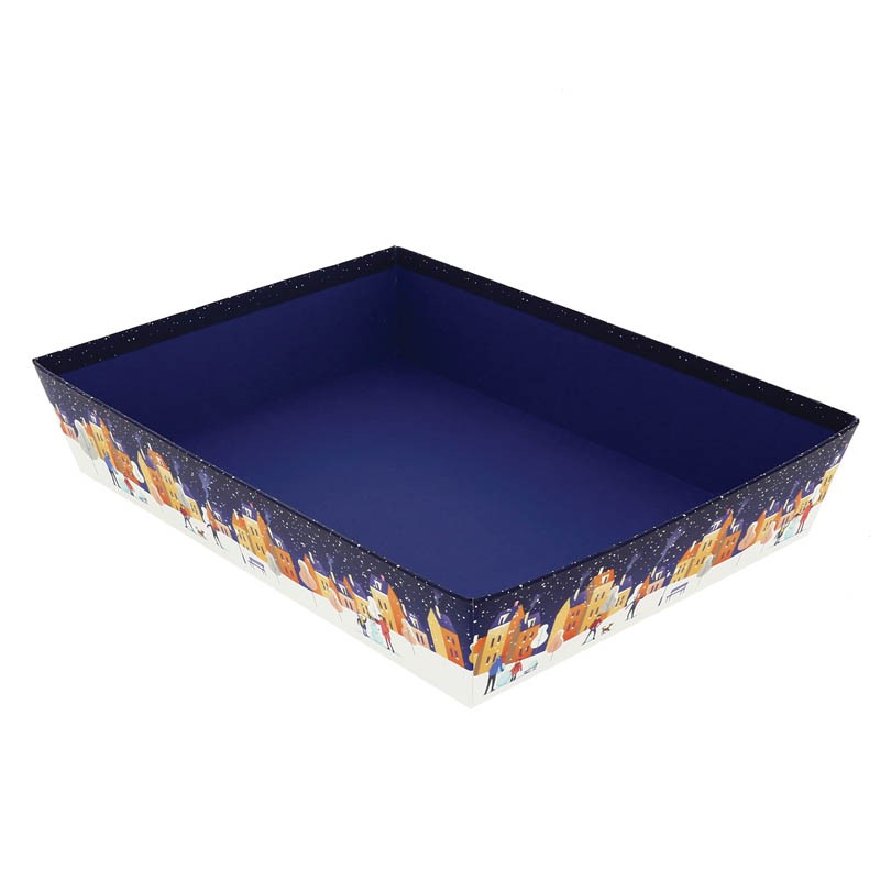 Corbeille carton rectangle VIllage 36x27 BLEU CARTON | 30 Unité(s)