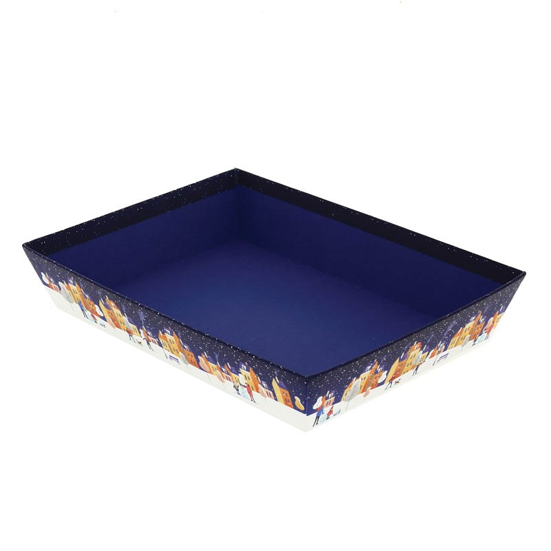 Corbeille carton rectangle VIllage 27x20 BLEU CARTON | 48 Unité(s)
