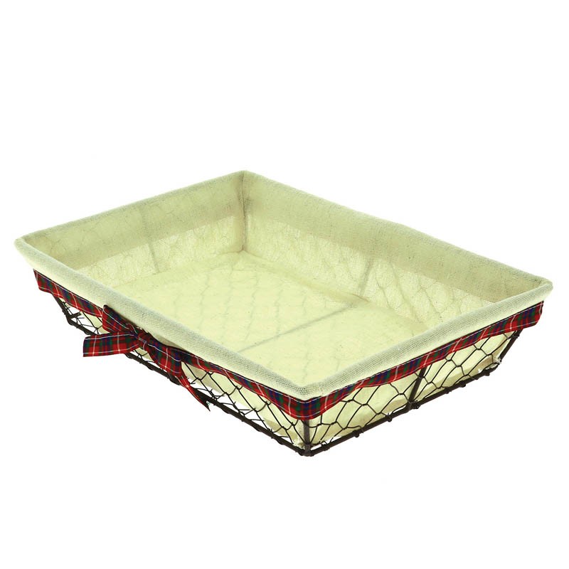 Corbeille rectangle métal Ecossais 33x23 Ecru METAL | 40 Unité(s)