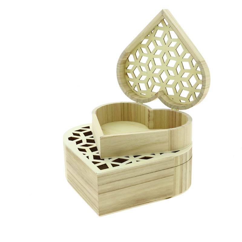 Boite bois Coeur jeu de 2 NATUREL BOIS | 10 Unité(s)