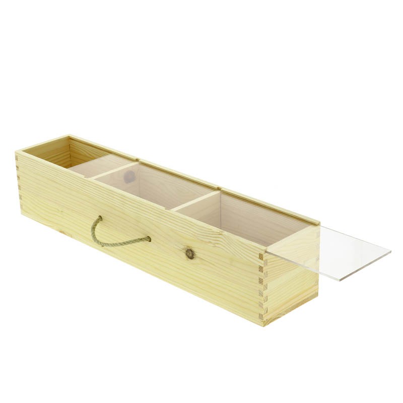 Boite rectangle bois 3 compartiments 50cm NATUREL BOIS | 6 Unité(s)