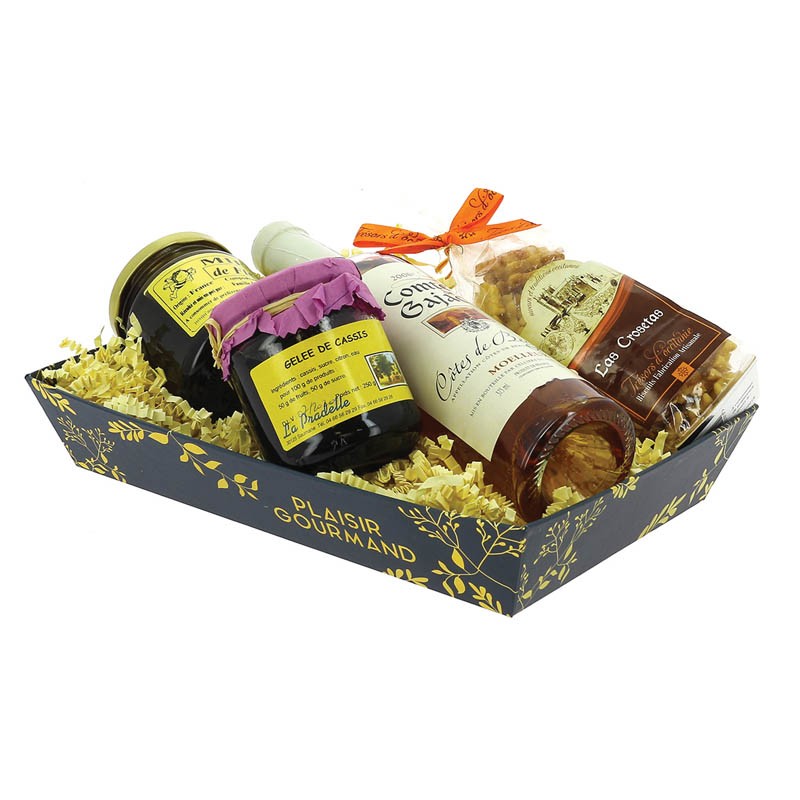 Corbeille carton rectangle Plaisir Gourmand 33x20 BLEU CARTON | 30 Unité(s)