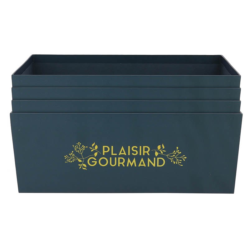 Boite carton rectangle empilable Plaisir Gourmand 33x21 BLEU CARTON | 20 Unité(s)