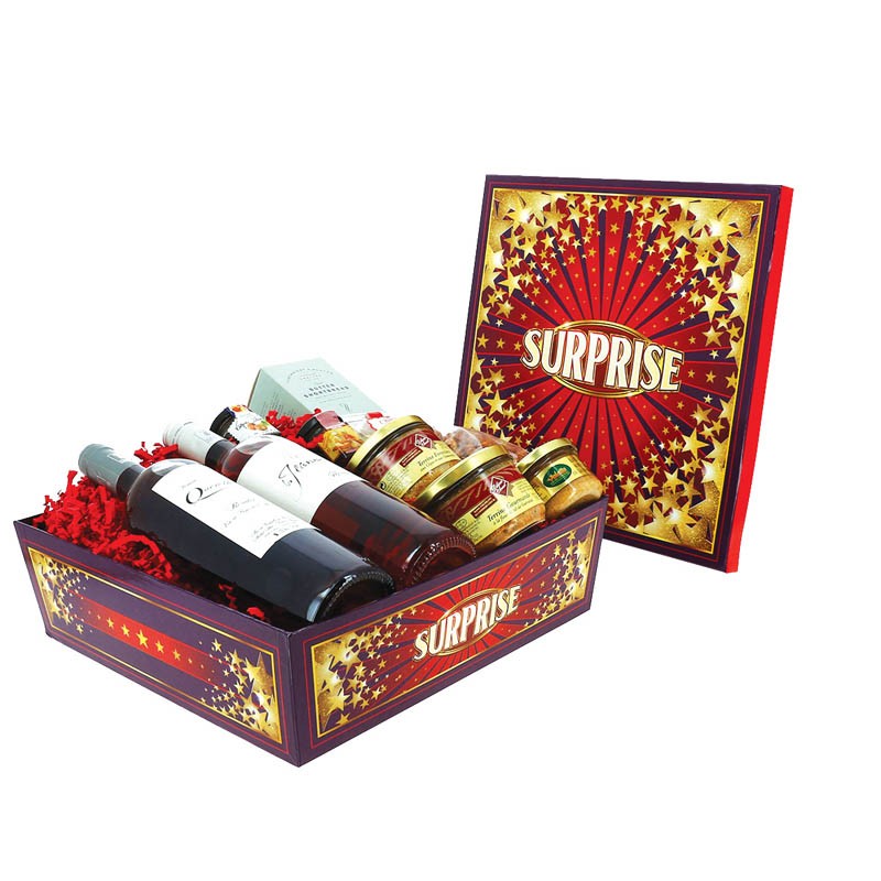 Boite carton carrée cempilable Surprise 33x33 ROUGE CARTON | 10 Unité(s)