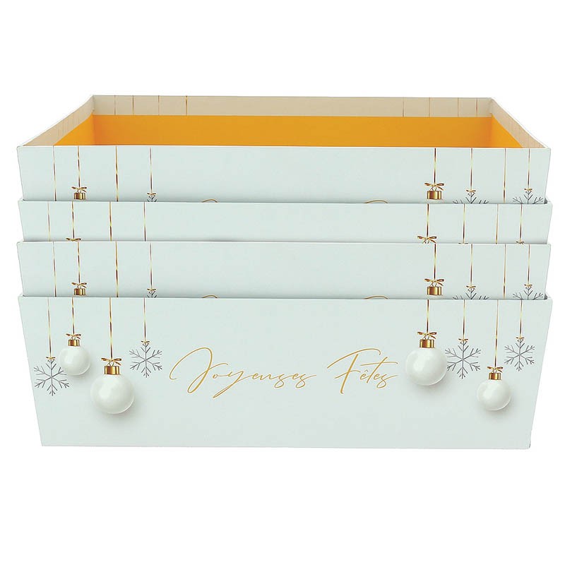 Boite carton carrée empilable Noel Blanc 33x33 BLANC CARTON | 10 Unité(s)