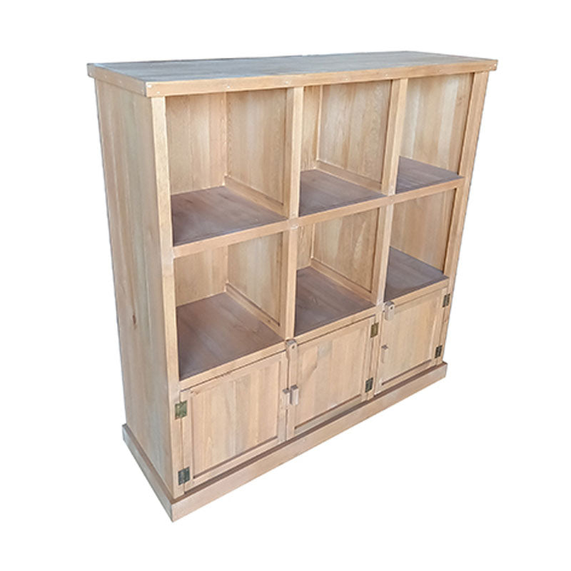Meuble présentoir pin 6 cases 3 portes Madera MIEL | 1 Unité(s)