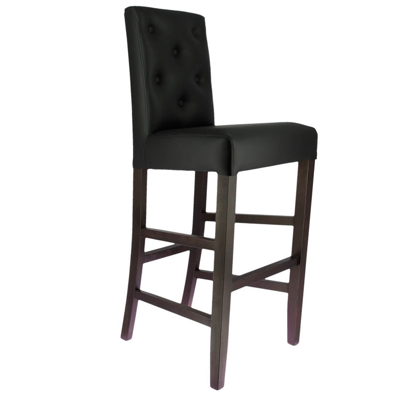 Chaise haute de restaurant capitonnée Cordoue NOIR BOIS | 1 Unité(s)
