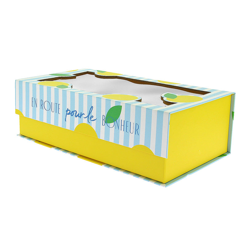 Boite carton rectangle pliable Bonheur 32x18 JAUNE CARTON | 12 Unité(s)