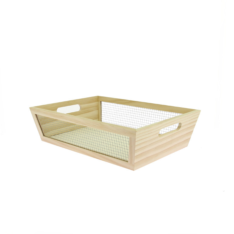 Corbeille rectangle bois et grillage 28x20 BOIS BOIS | 20 Unité(s)