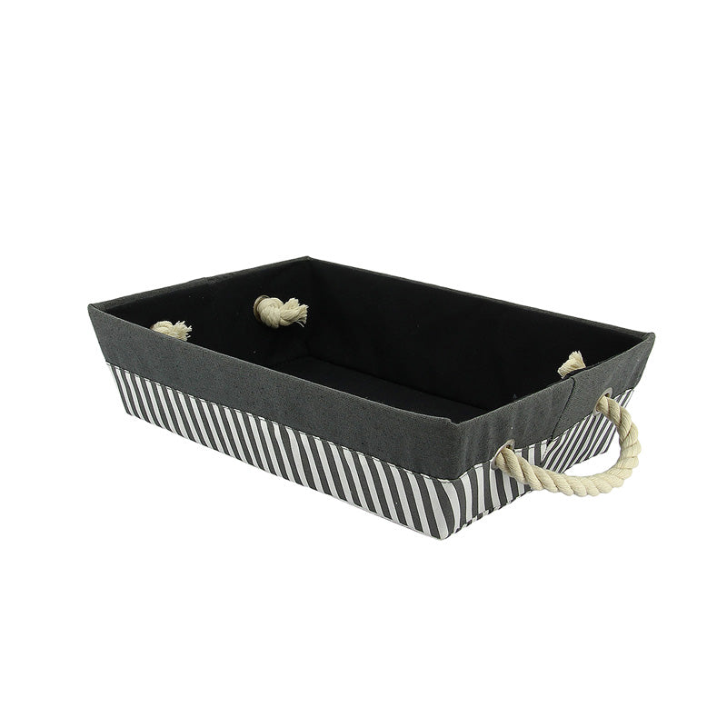 Corbeille rectangle tissu rayé 35x25 NOIR CARTON | 24 Unité(s)