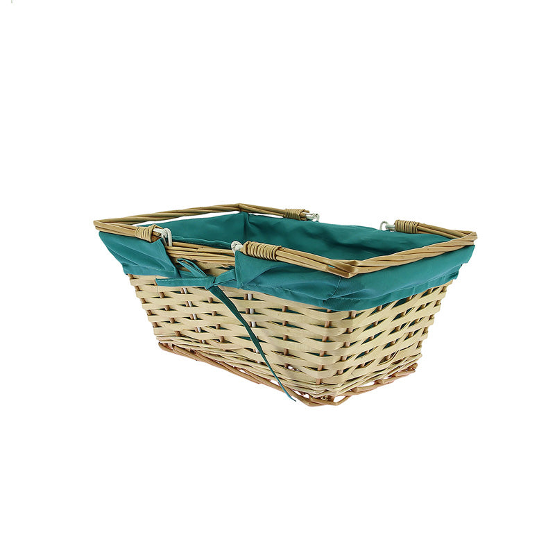 Panier rectangle doublure turquoise 38x28 BLEU BOIS | 30 Unité(s)