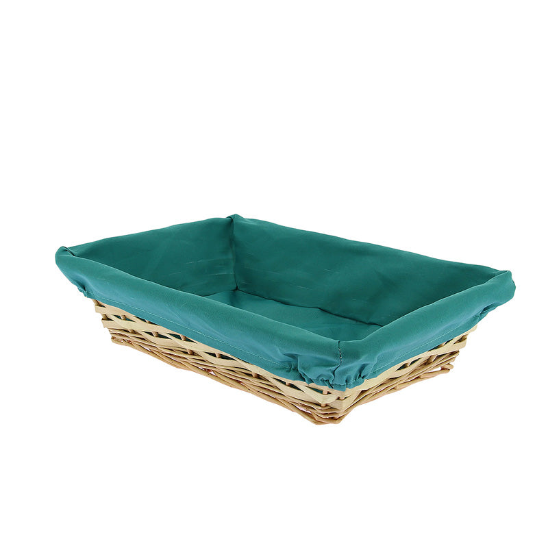 Corbeille rectangle doublure turquoise 35x25 BLEU BOIS | 30 Unité(s)