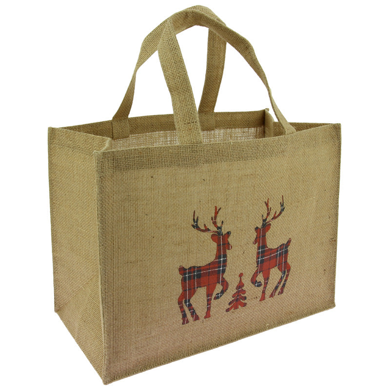 Sac cabas jute décor Cerfs 36x19 Marron JUTE | 50 Unité(s)