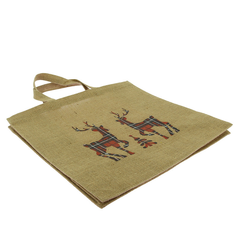 Sac cabas jute décor Cerfs 36x19 Marron JUTE | 50 Unité(s)