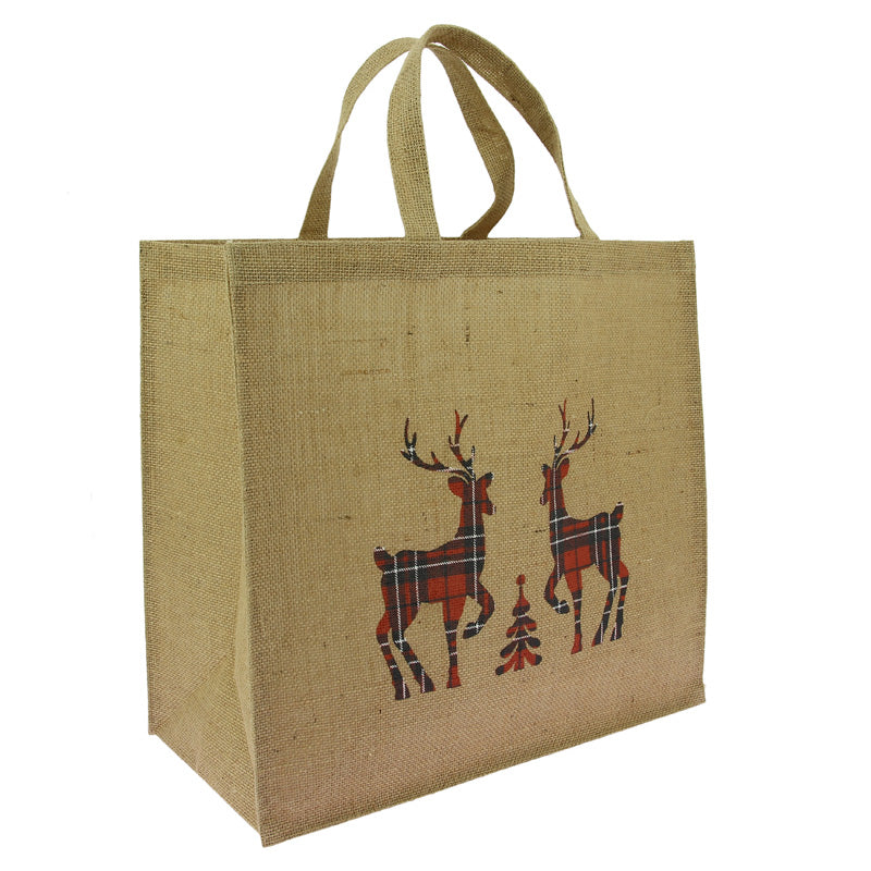 Sac cabas jute décor Cerfs 42x20 Marron JUTE | 50 Unité(s)