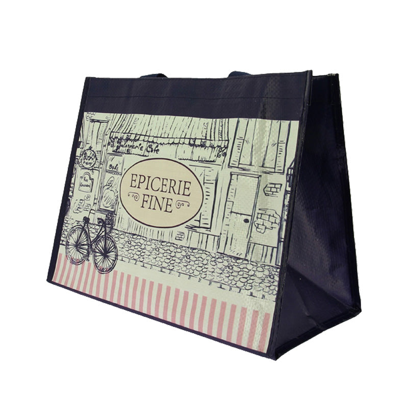 Cabas Polypropylène décor Epicerie fine 36x18 Noir POLYPROPYLENE | 100 Unité(s)