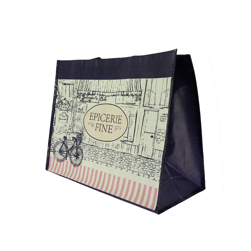 Cabas Polypropylène décor Epicerie fine 42x20 Noir POLYPROPYLENE | 100 Unité(s)