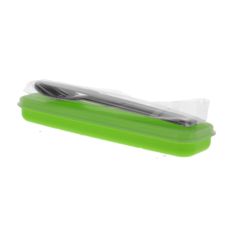 Boite plastique avcec Set couverts réutilisables GRIS METAL | 80 Unité(s)