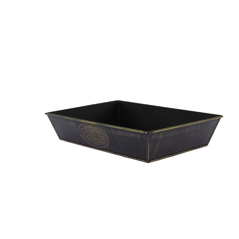 Corbeille rectangle logo épicerie fine 28x20 NOIRE ZINC | 38 Unité(s)