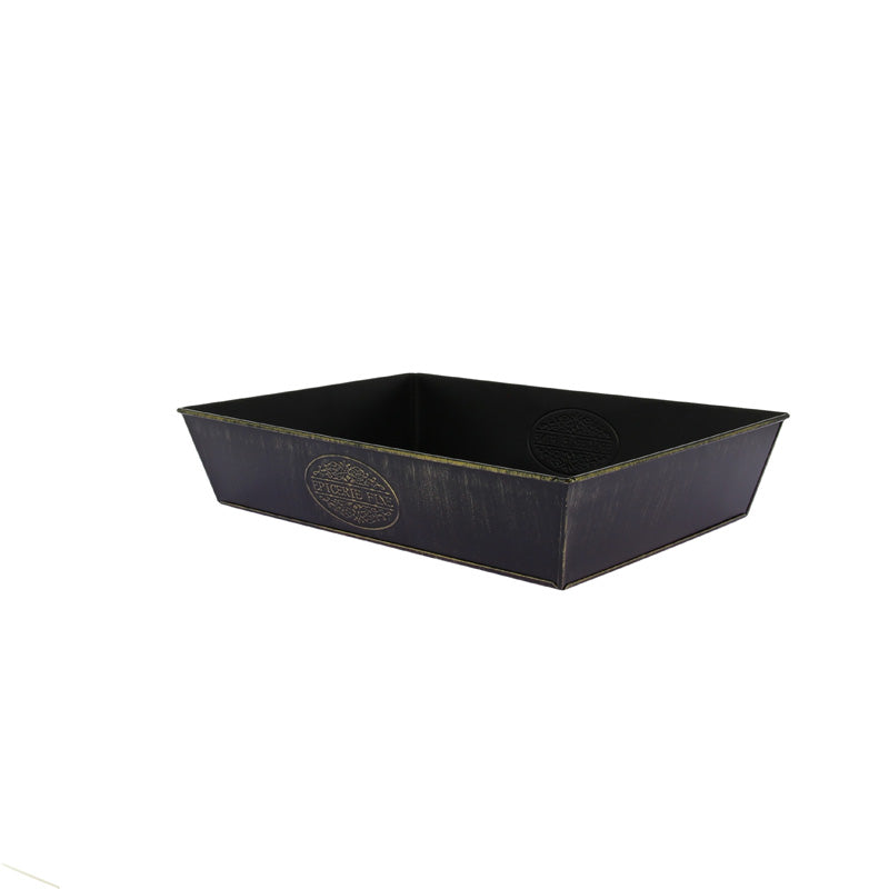 Corbeille rectangle logo épicerie fine 33x23 NOIRE ZINC | 38 Unité(s)