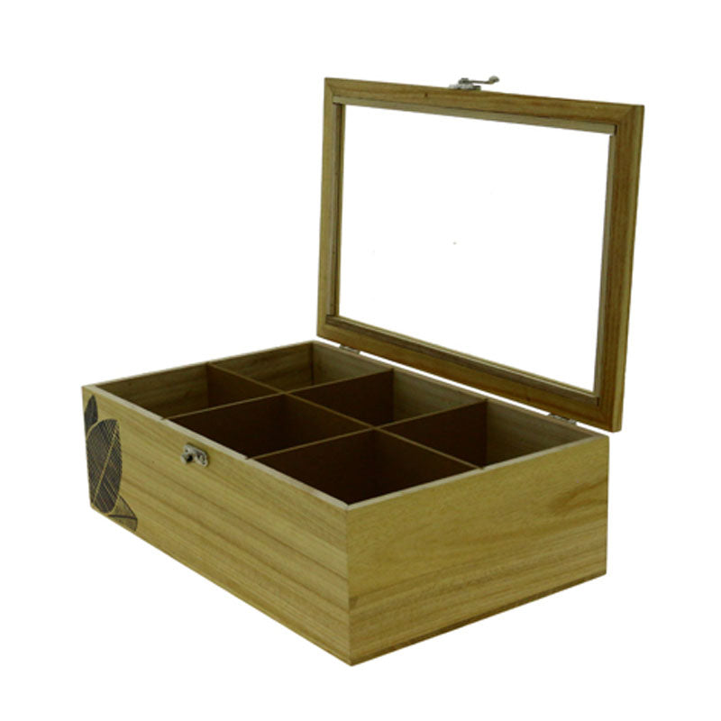 BOITE A THE BOIS 6 CASES Marron BOIS | 12 Unité(s)