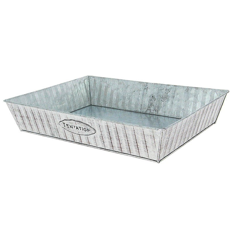 Corbeille métal embossé rectangle Tentation 36x27 GRIS ZINC | 38 Unité(s)