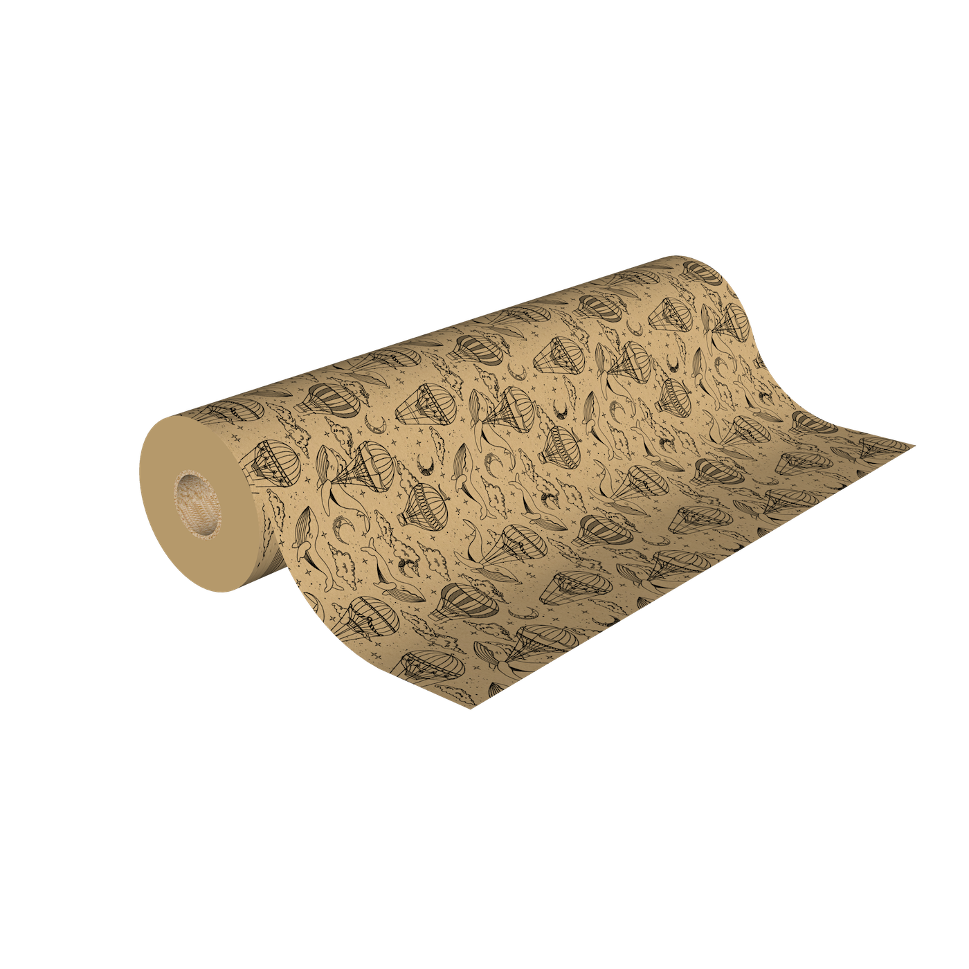 Rouleau papier cadeau 0,7 x 50 m | Kraft Montgolfière
