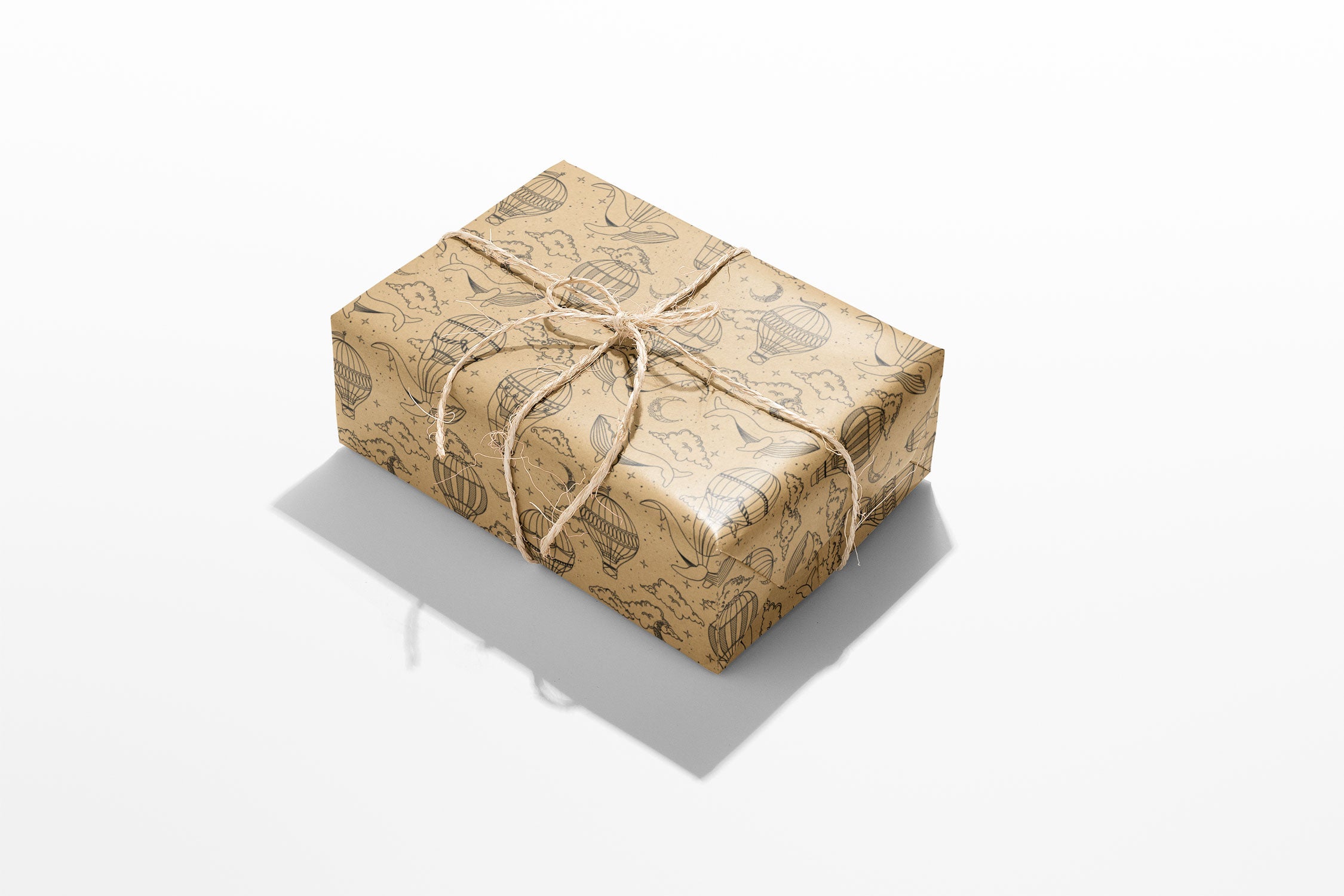 Rouleau papier cadeau 0,7 x 50 m | Kraft Montgolfière