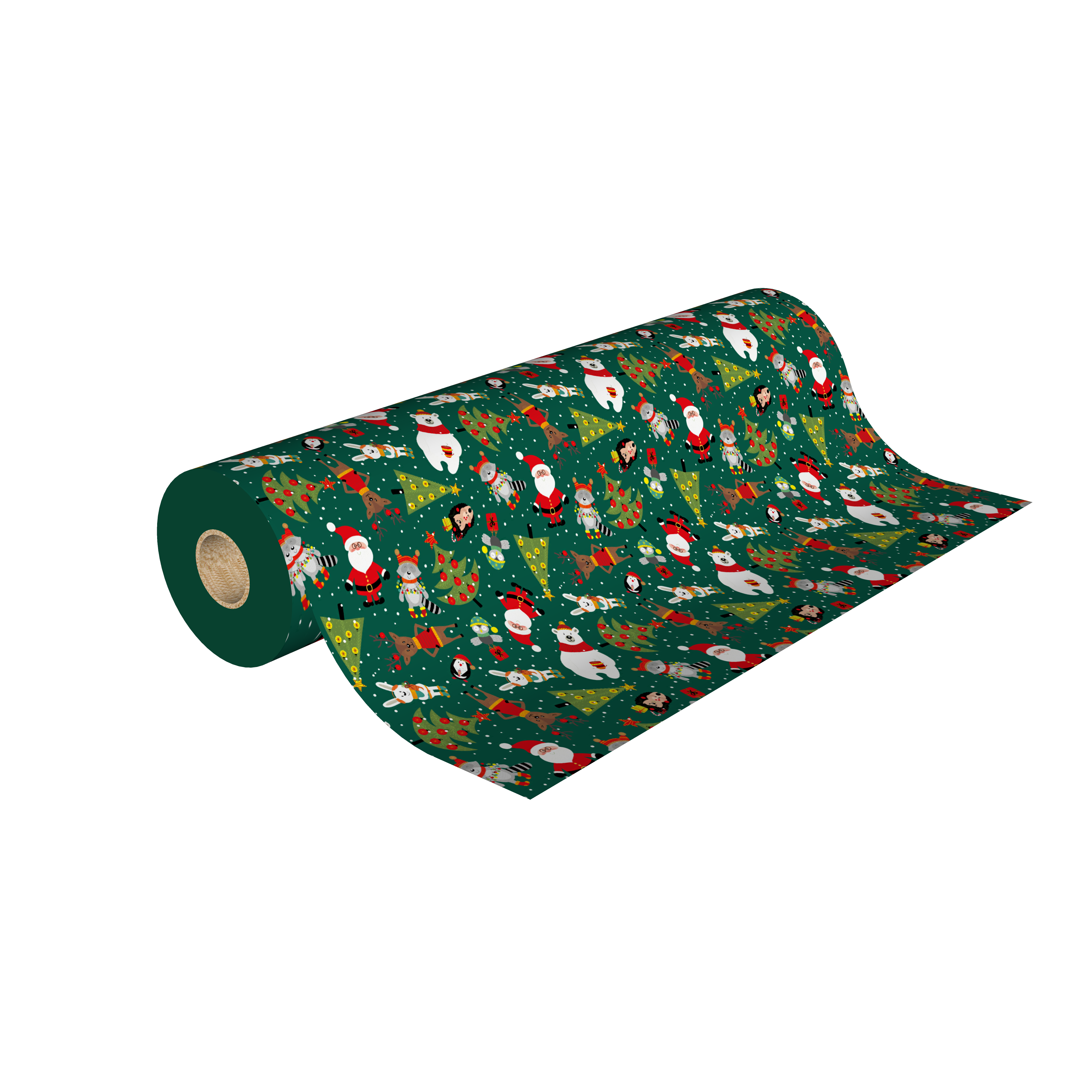 Rouleau papier cadeau 0,7 x 50 m | Vert Noël enfants