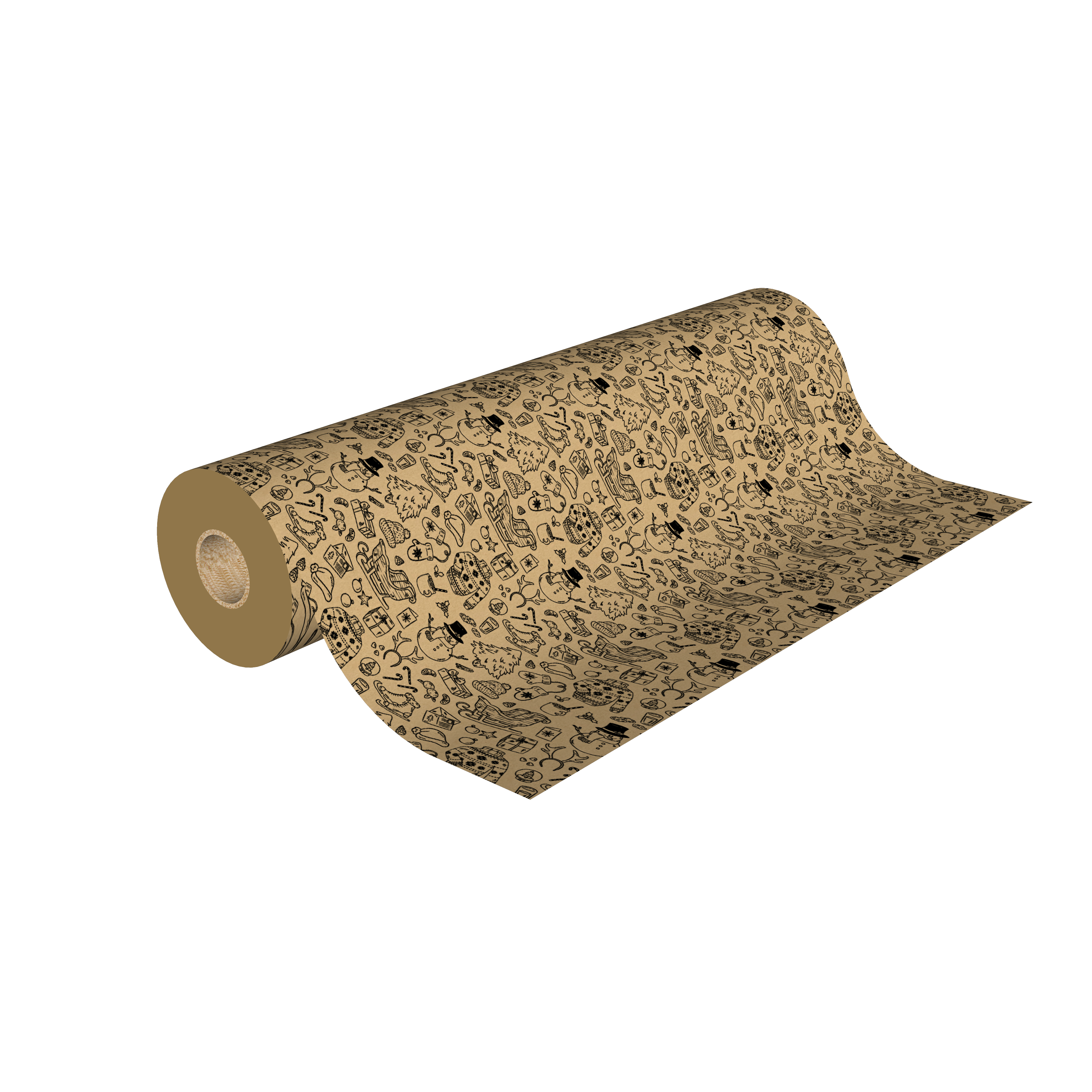 Rouleau papier cadeau 0,7 x 50 m | Kraft Noël bonhomme de neige