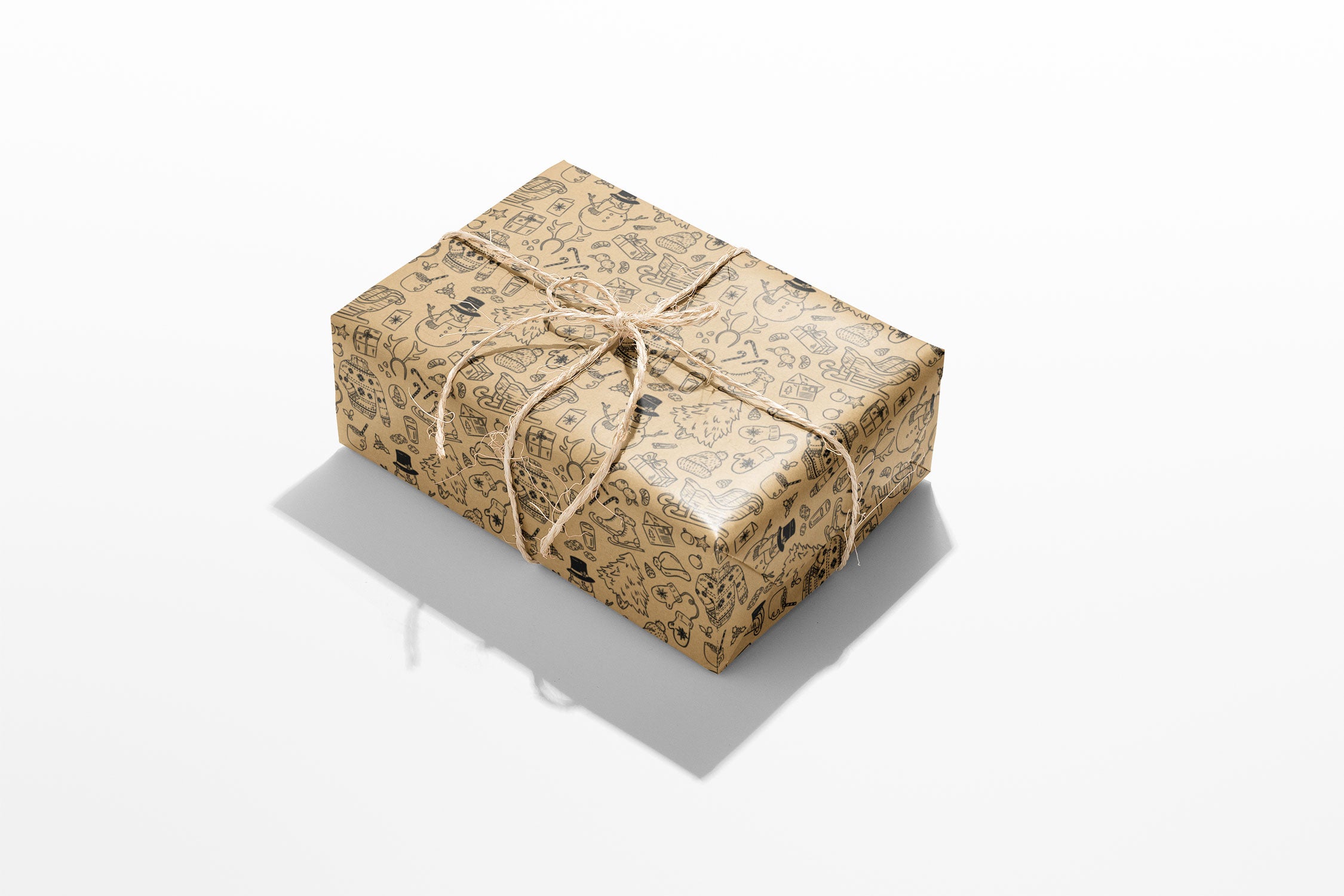 Rouleau papier cadeau 0,7 x 50 m | Kraft Noël bonhomme de neige