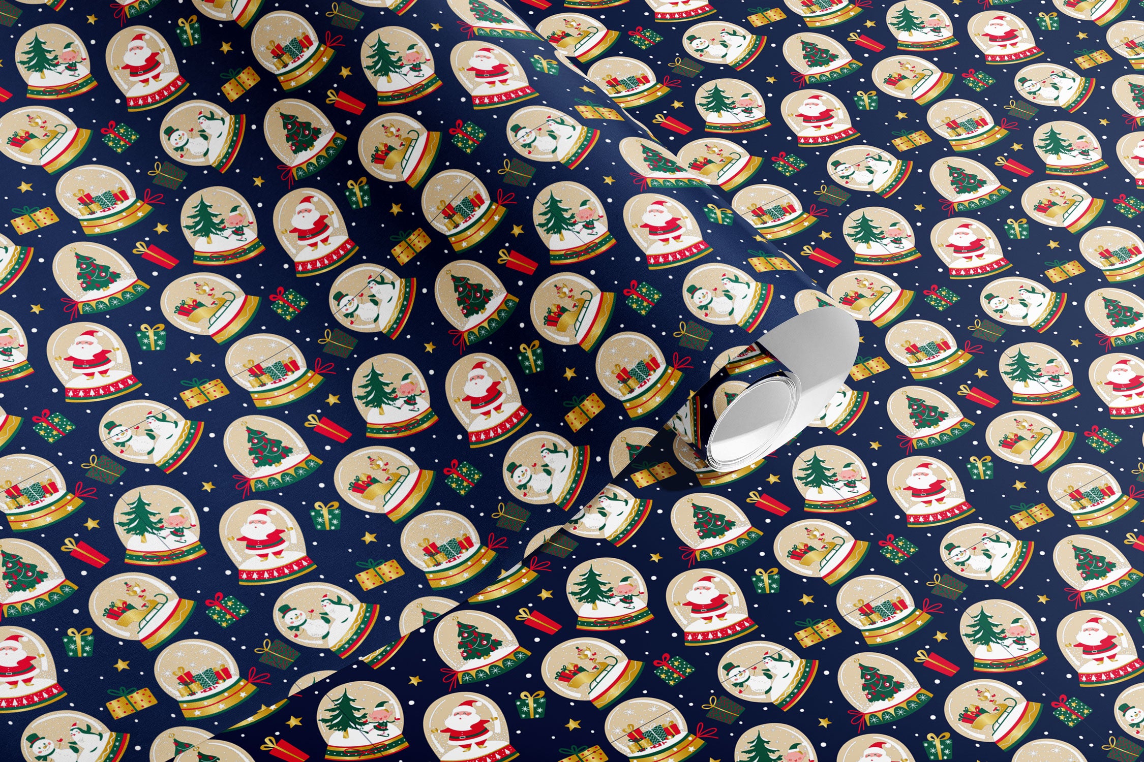 Rouleau papier cadeau 0,7 x 50 m | Joyeux Noël Boules de neige