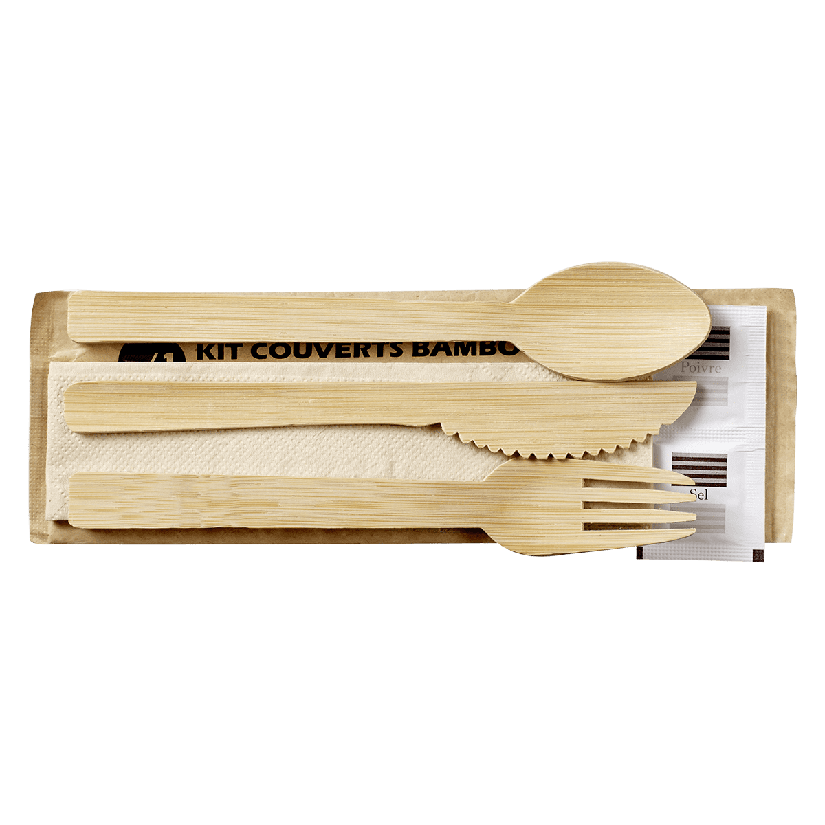 Kit couverts 6/1 bambou - par 500 pièces | 500 Unité(s)