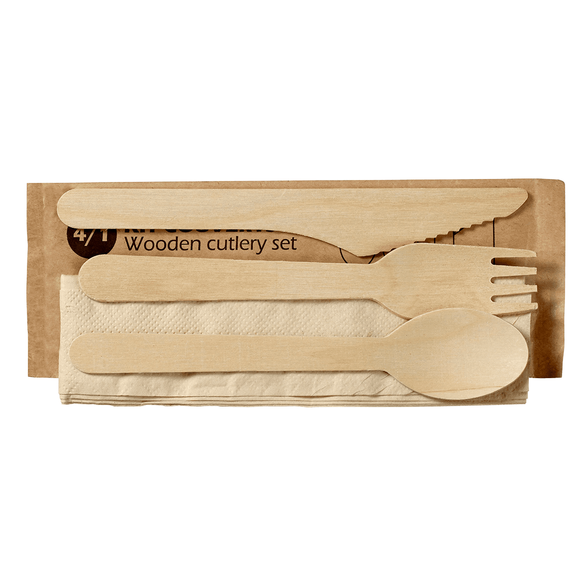 Kit couverts 4/1 bois - par 500 pièces | 500 Unité(s)