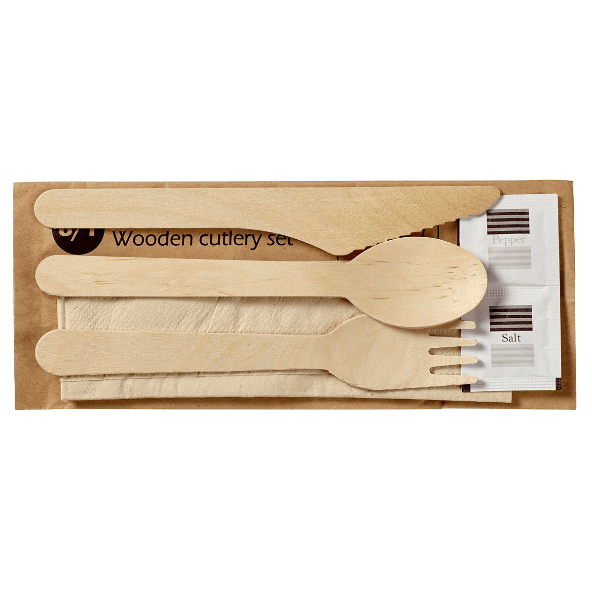 Kit couverts 6/1 bois | 500 Unité(s)