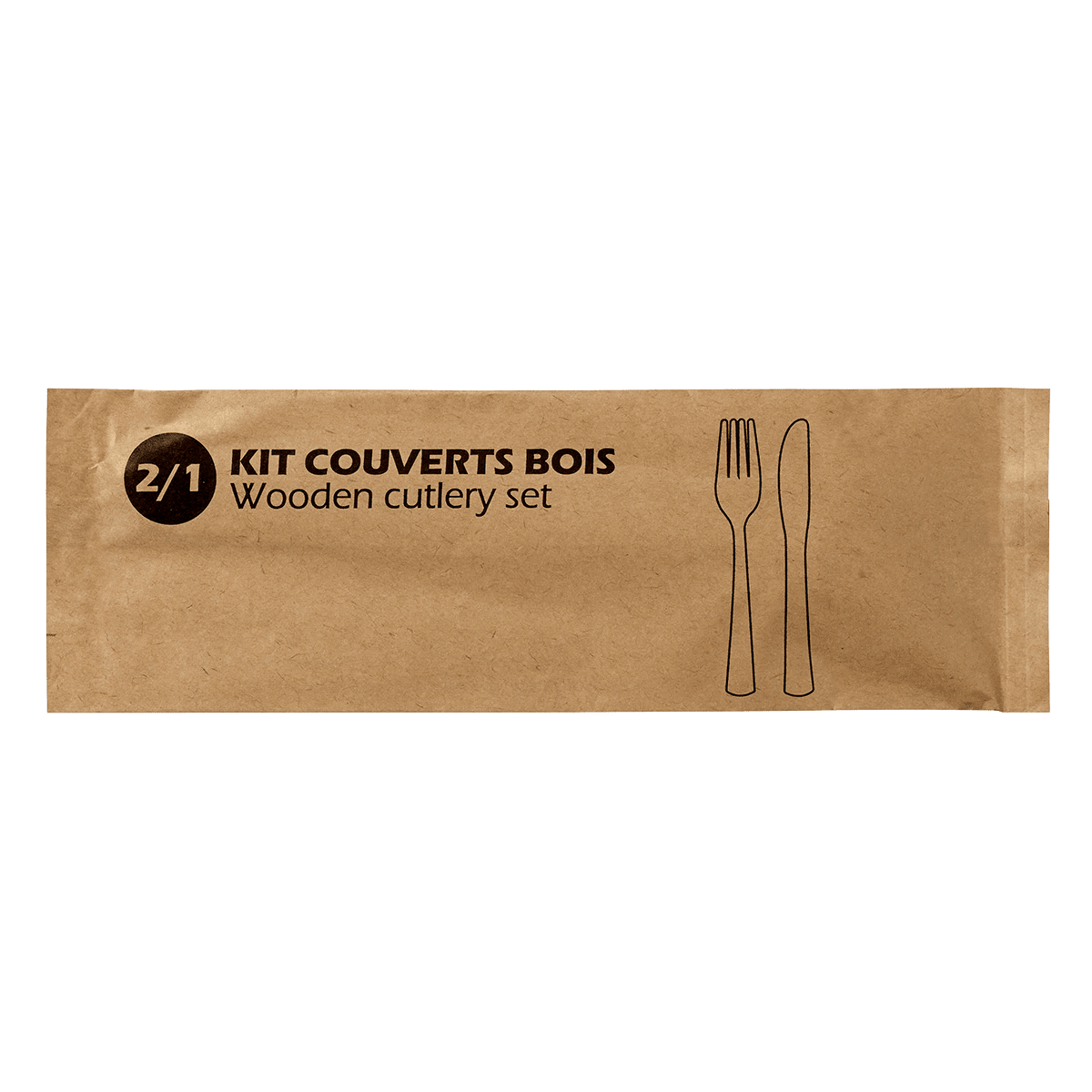 Kit couverts 2/1 bois | 500 Unité(s)