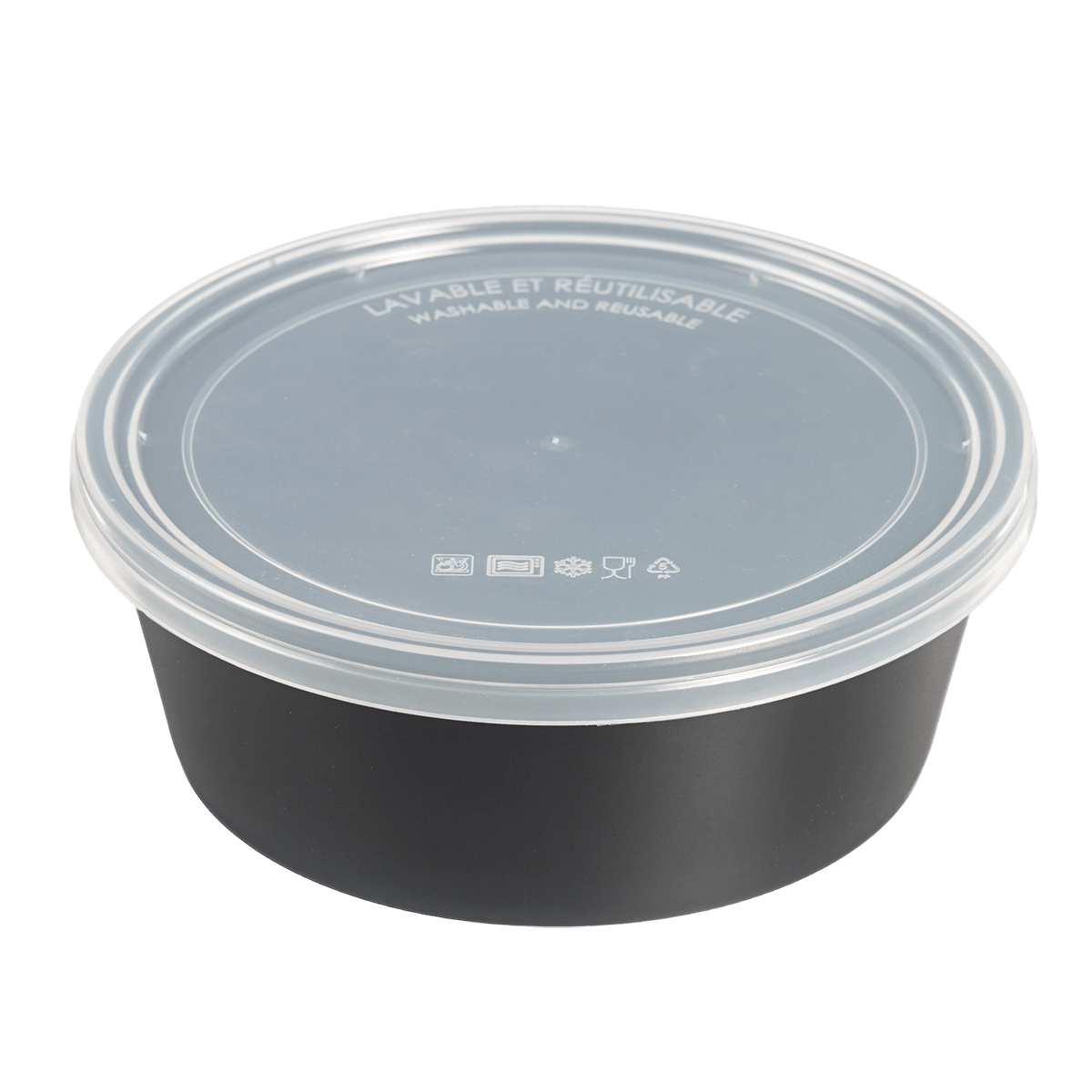 Saladier LOOP avec couvercle PP noir 1300 ml | 60 Unité(s)