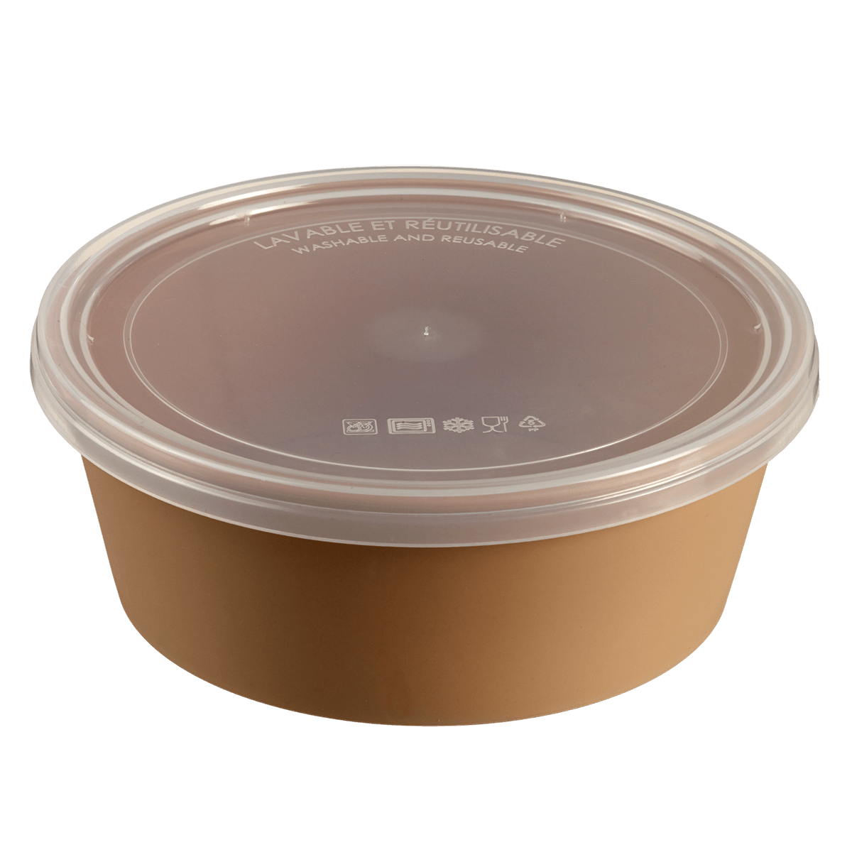 Saladier LOOP avec couvercle PP beige foncé 1300 ml | 60 Unité(s)