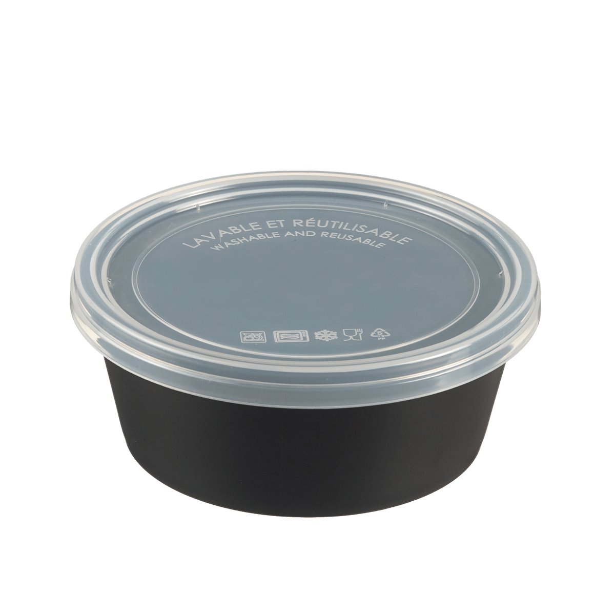 Saladier LOOP avec couvercle PP noir 750 ml | 60 Unité(s)