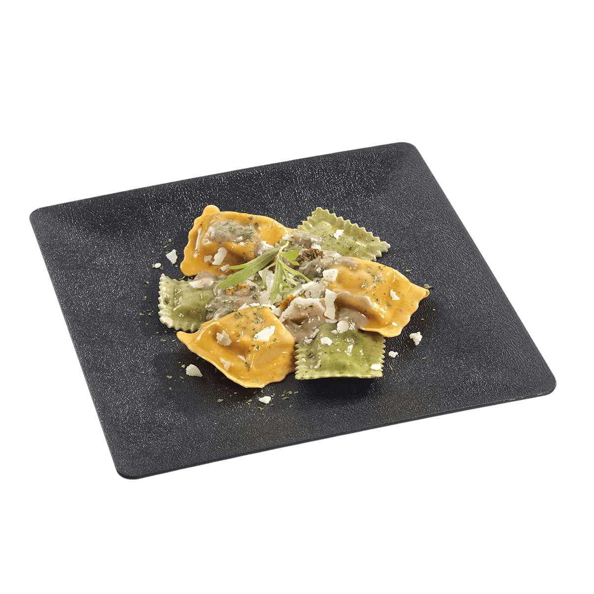 Assiette Fluid' PP noir texturé 250 x 250 mm | 100 Unité(s)