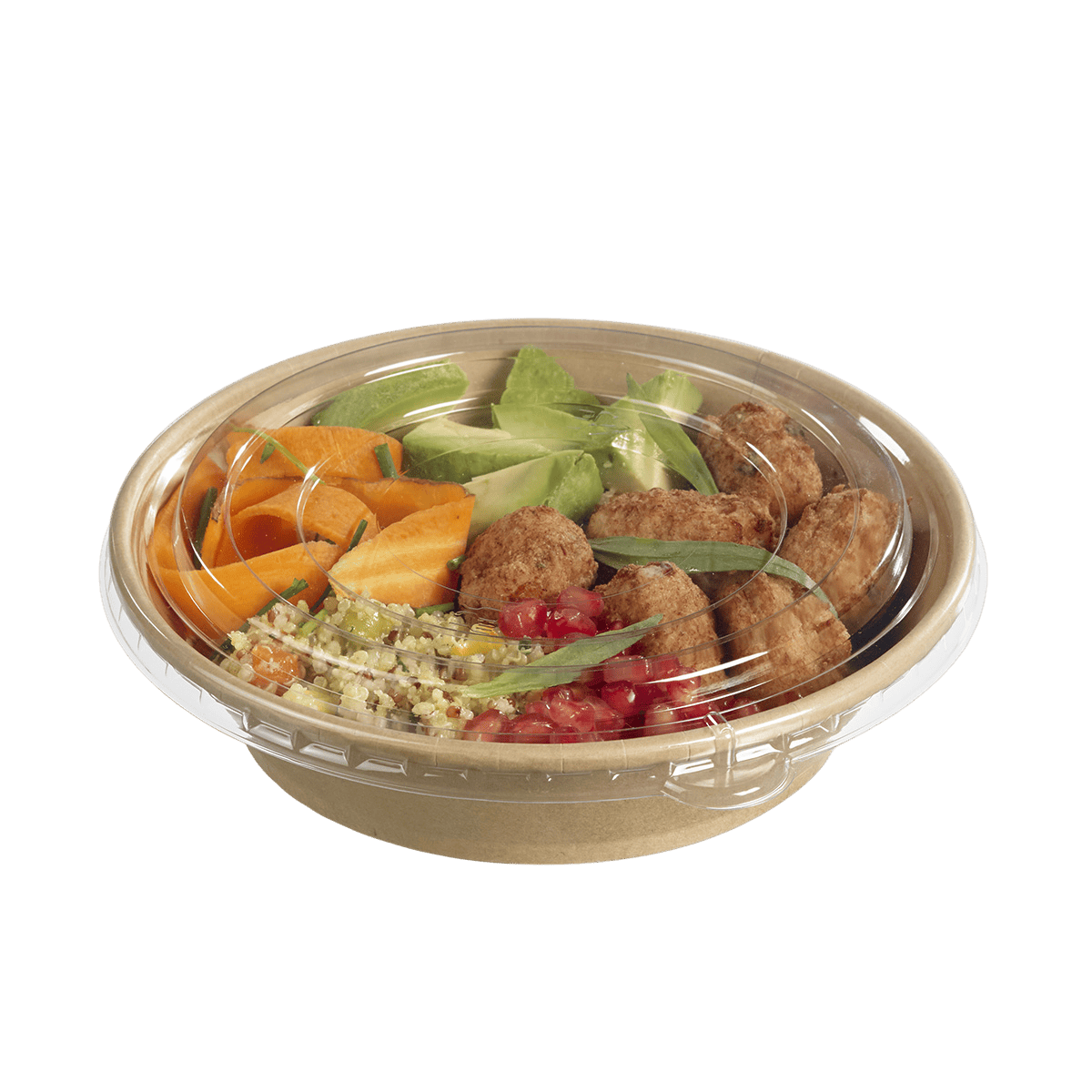 Saladier conique 750 ml Ecokraft + couv. PET anti buée x25 | 200 Unité(s)