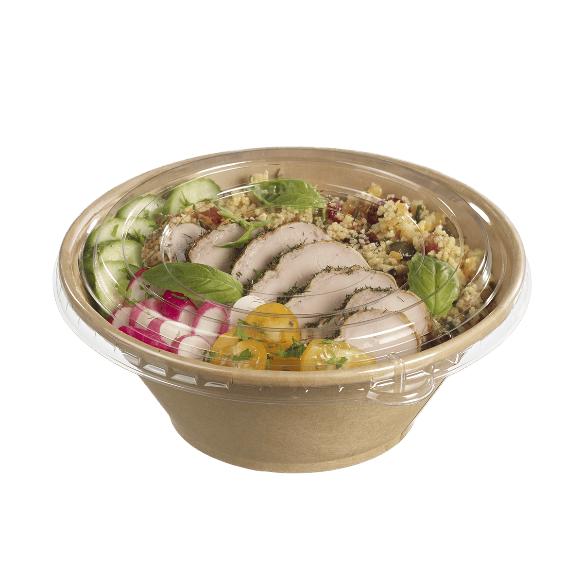 Saladier conique 1050 ml Ecokraft + couv. PET anti buée x25 | 200 Unité(s)