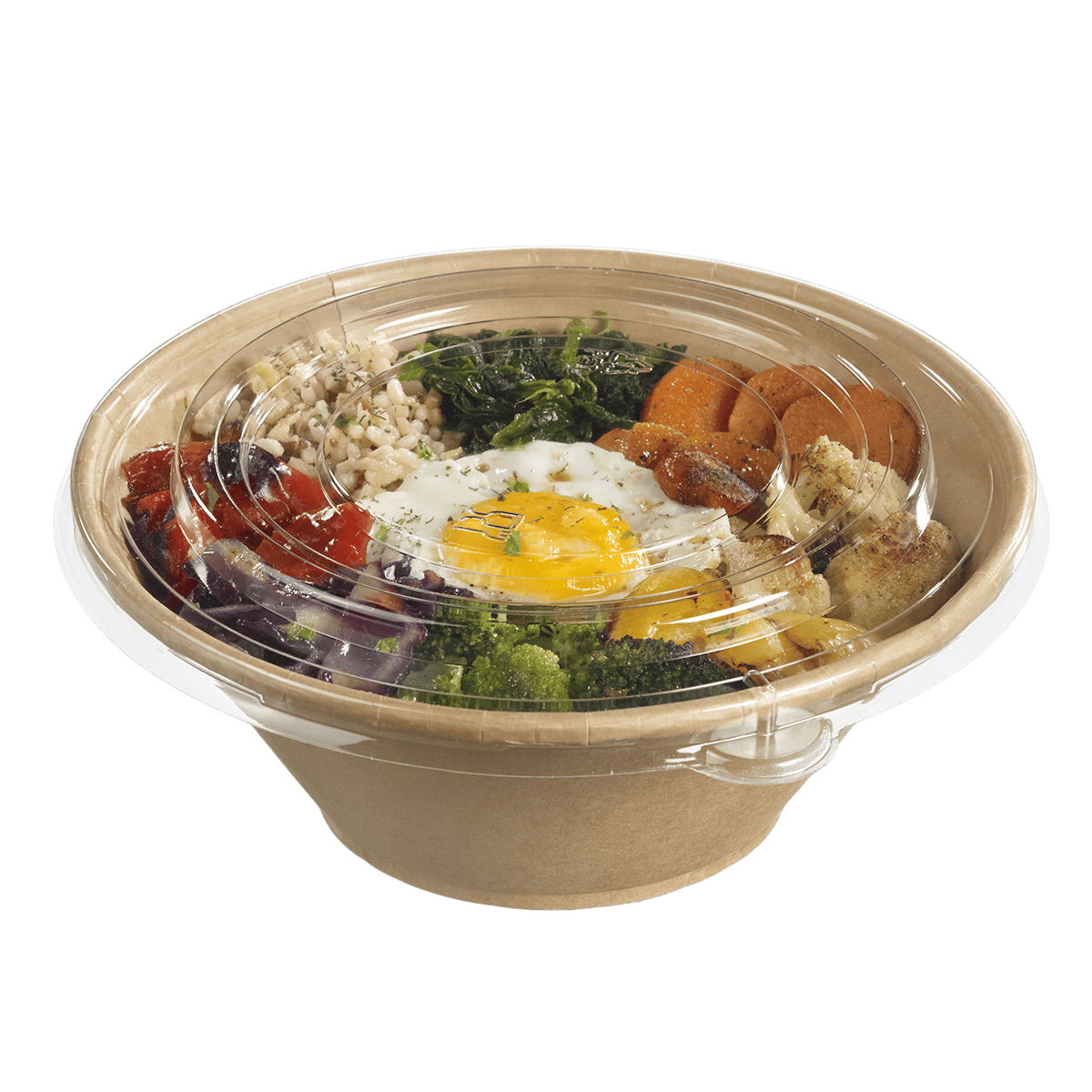 Saladier conique 1300 ml Ecokraft + couv. PET anti buée x25 | 150 Unité(s)