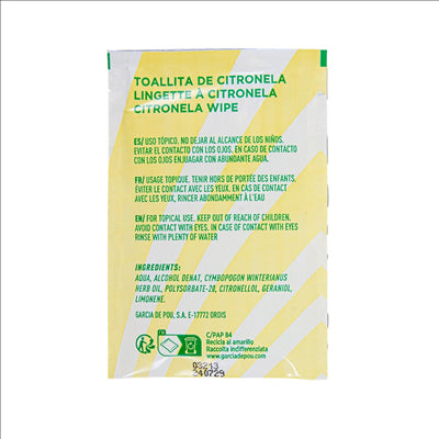 LINGETTES CITRONNELLE 50 G/M2 6,8x10 CM BLANC CELLULOSE (300 UNITÉS)